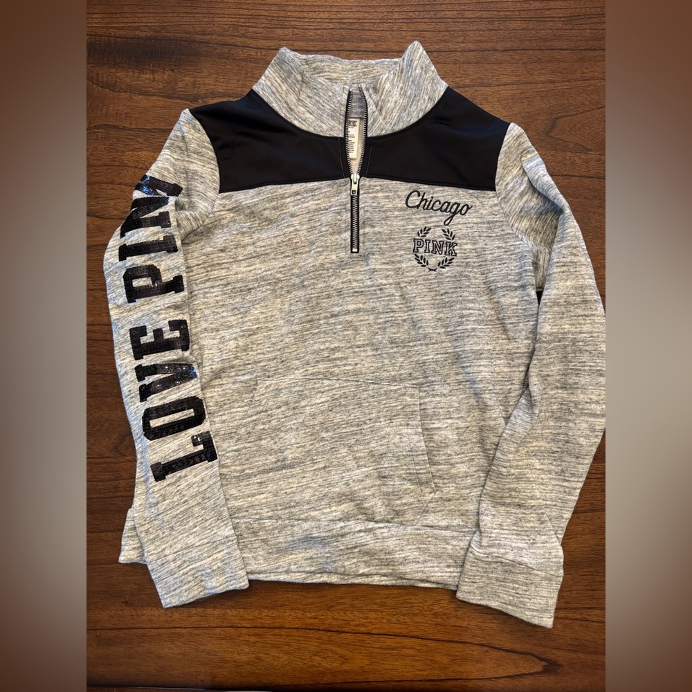 Victoria’s Secret PINK CHICAGO Sequin Quarter Zip M